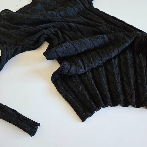 M Missoni Wool Blend Dress 40/S Black Signature Pattern LS V Neck Bar Clasp Midi - Picture 15 of 16